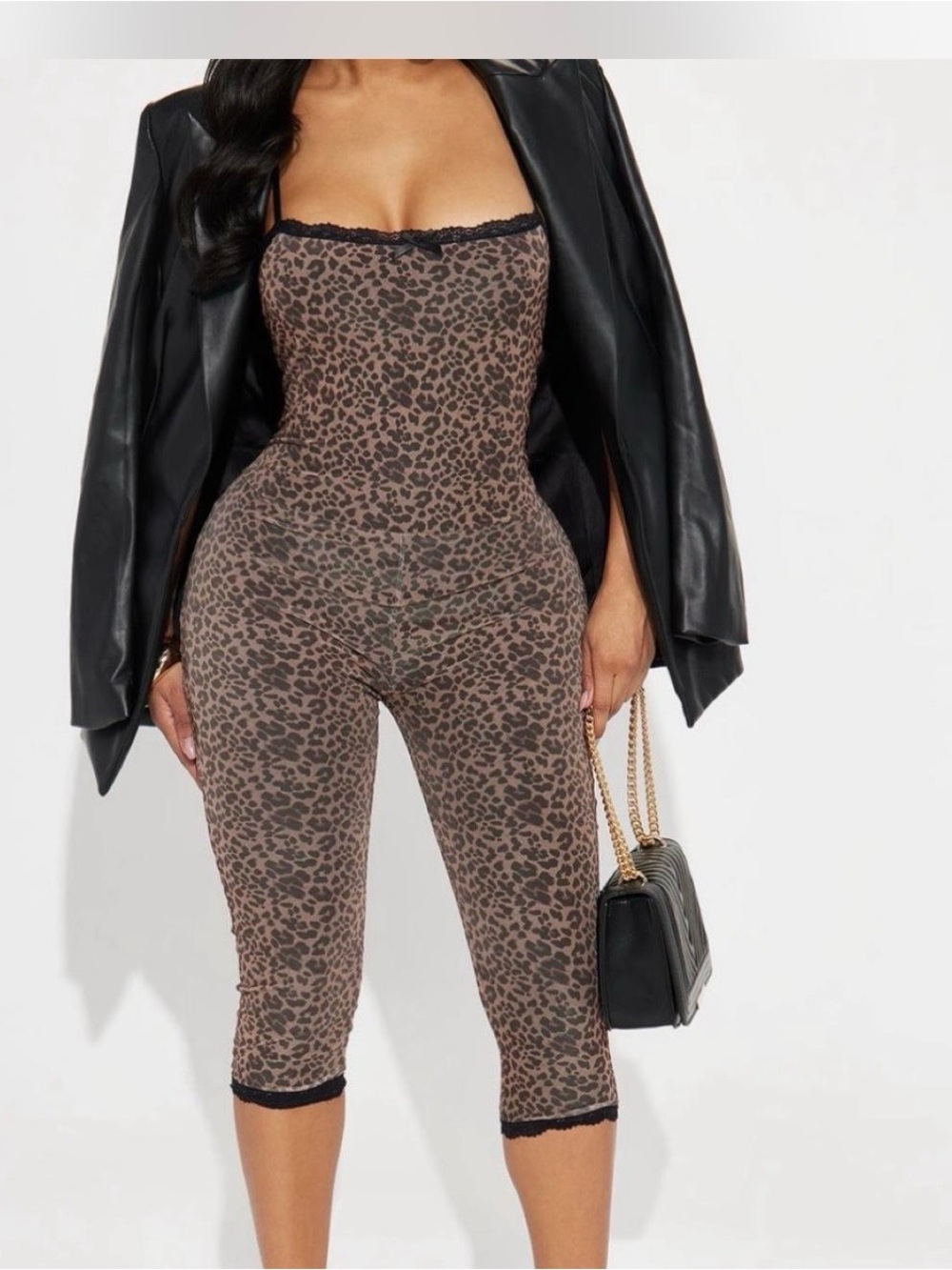 Mesh jumpsuit leopard